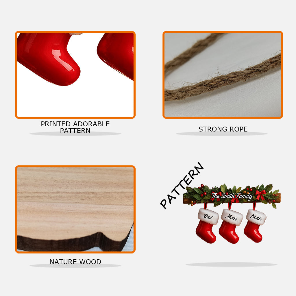 Family Stockings - Personalized Family Custom Shaped Wood Sign