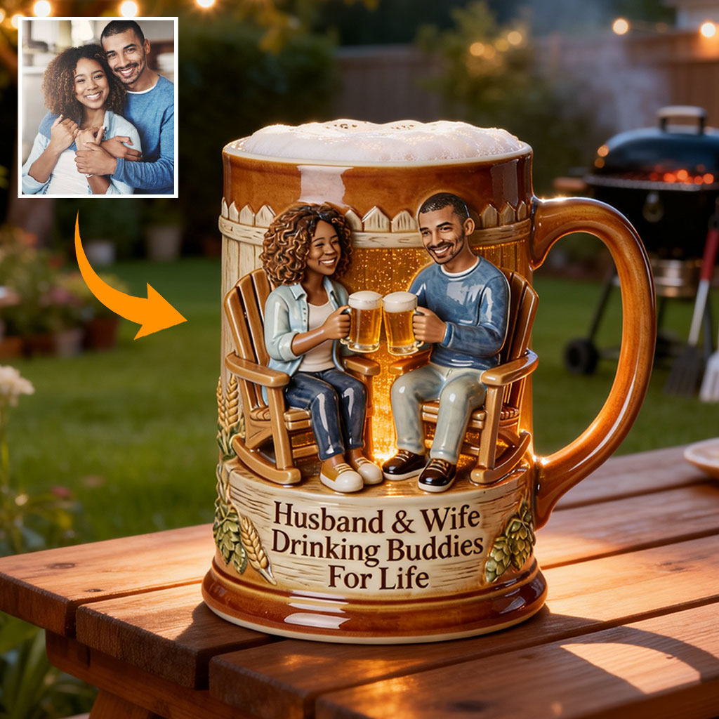 Chopine à bière personnalisée pour couple, à partir de n'importe quelle photo - Chope à bière personnalisée pour couple