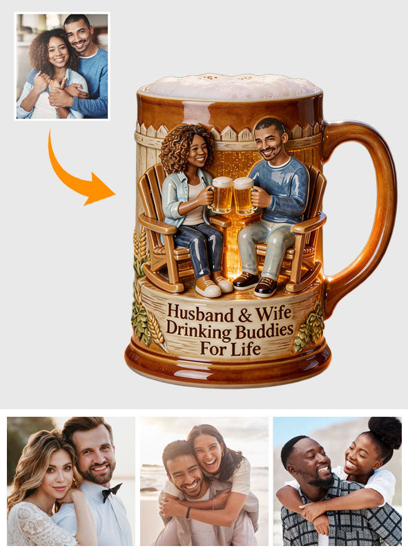 Chopine à bière personnalisée pour couple, à partir de n'importe quelle photo - Chope à bière personnalisée pour couple