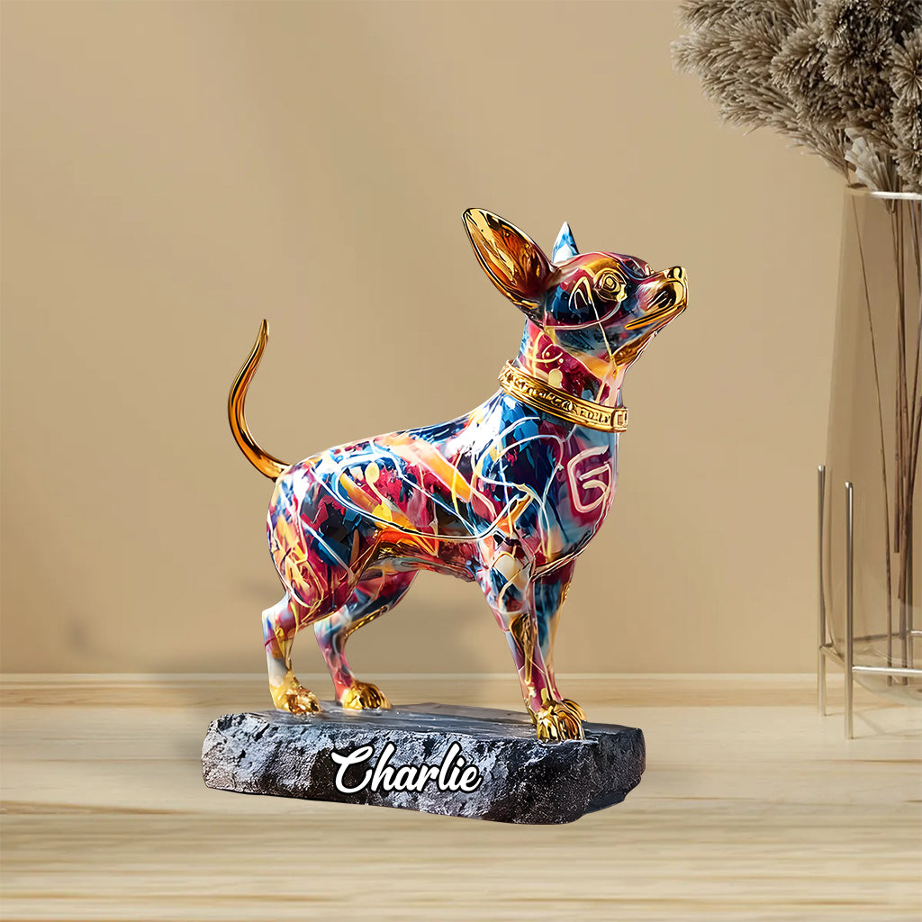 Sculpture de chien vibrante - Plaque acrylique personnalisée en forme de chien