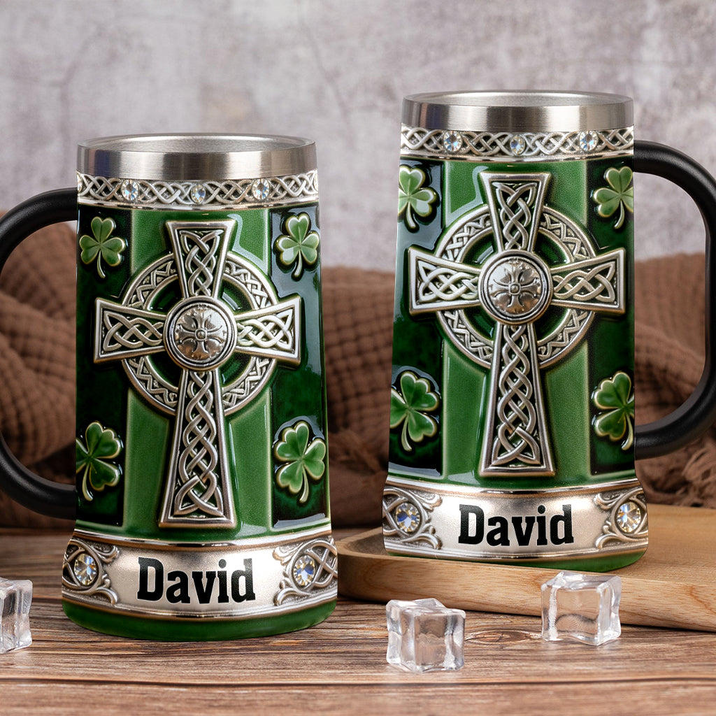 Croix celtique - Chope à bière irlandaise personnalisée