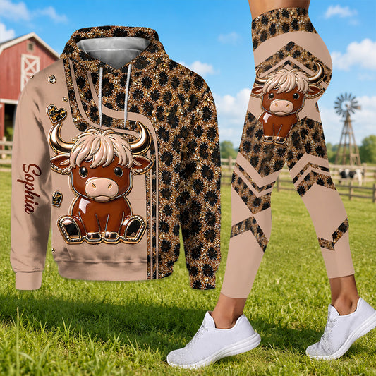 Mignonne Highlandcow - Sweat à capuche et leggings personnalisés