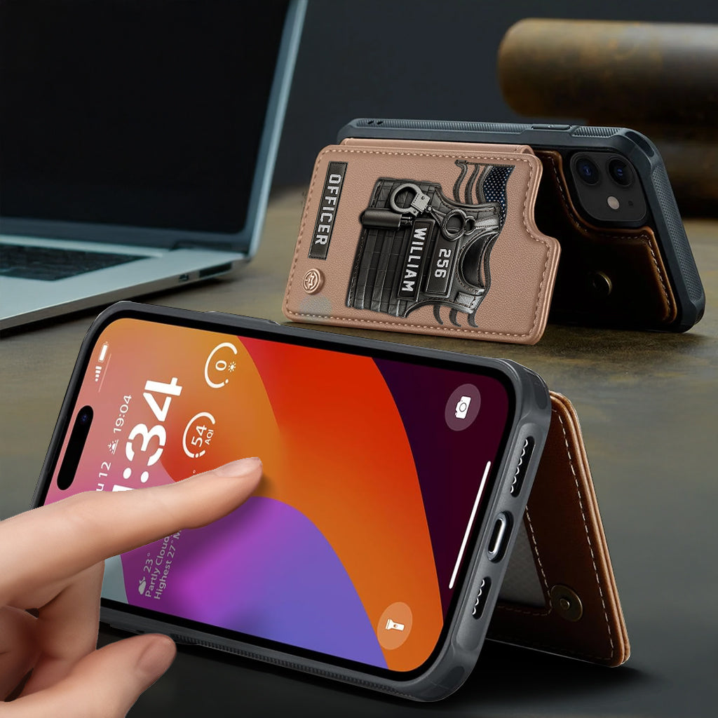 Servir et protéger - Étui portefeuille personnalisé pour téléphone portable destiné aux policiers