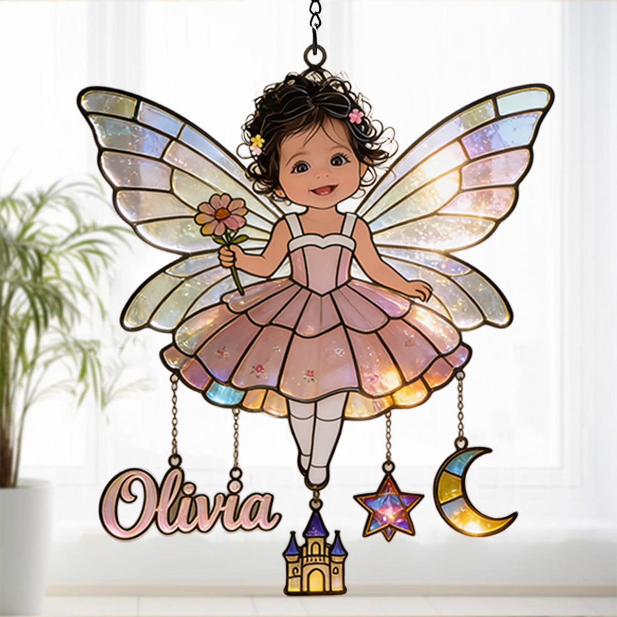 Attrape-Rêves Personnalisé à Partir de Photo - Suncatcher Enfant Suspendu avec Charms