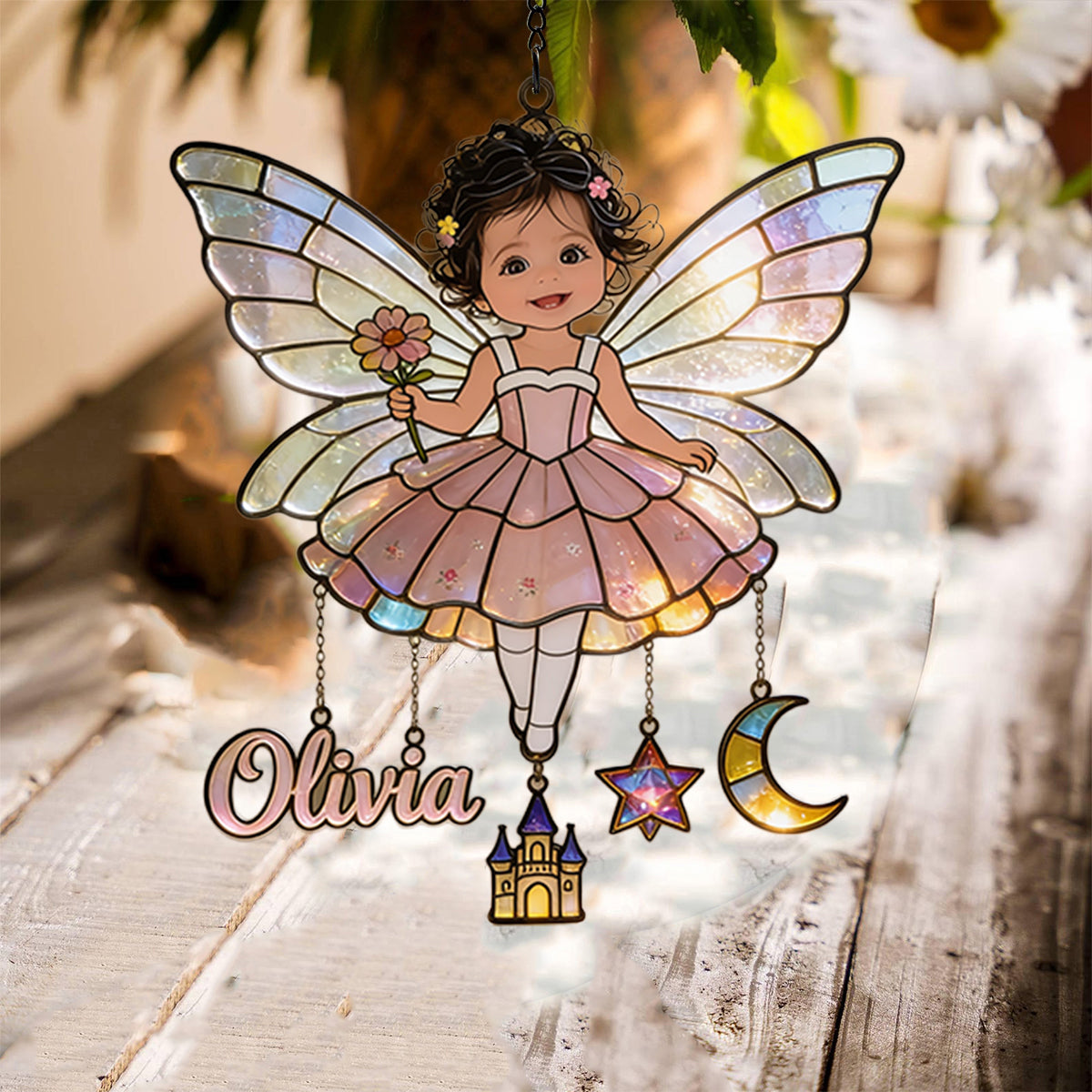 Attrape-Rêves Personnalisé à Partir de Photo - Suncatcher Enfant Suspendu avec Charms