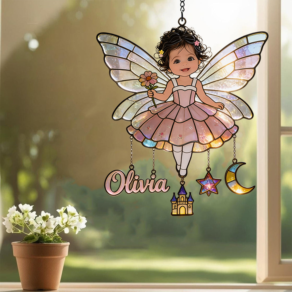 Attrape-Rêves Personnalisé à Partir de Photo - Suncatcher Enfant Suspendu avec Charms