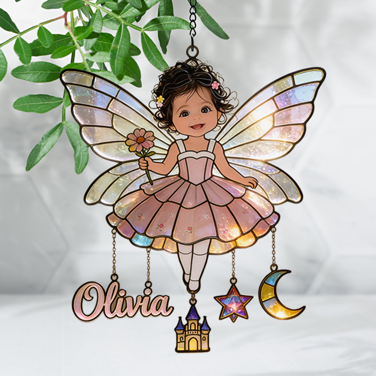 Attrape-Rêves Personnalisé à Partir de Photo - Suncatcher Enfant Suspendu avec Charms