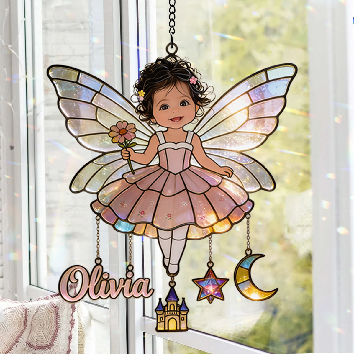 Attrape-Rêves Personnalisé à Partir de Photo - Suncatcher Enfant Suspendu avec Charms