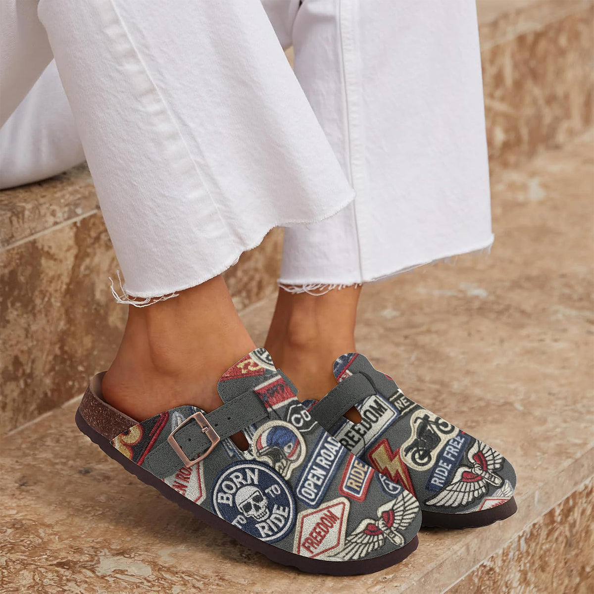 Cadeau pour motards - Sabots de motard personnalisés avec soutien de la voûte plantaire