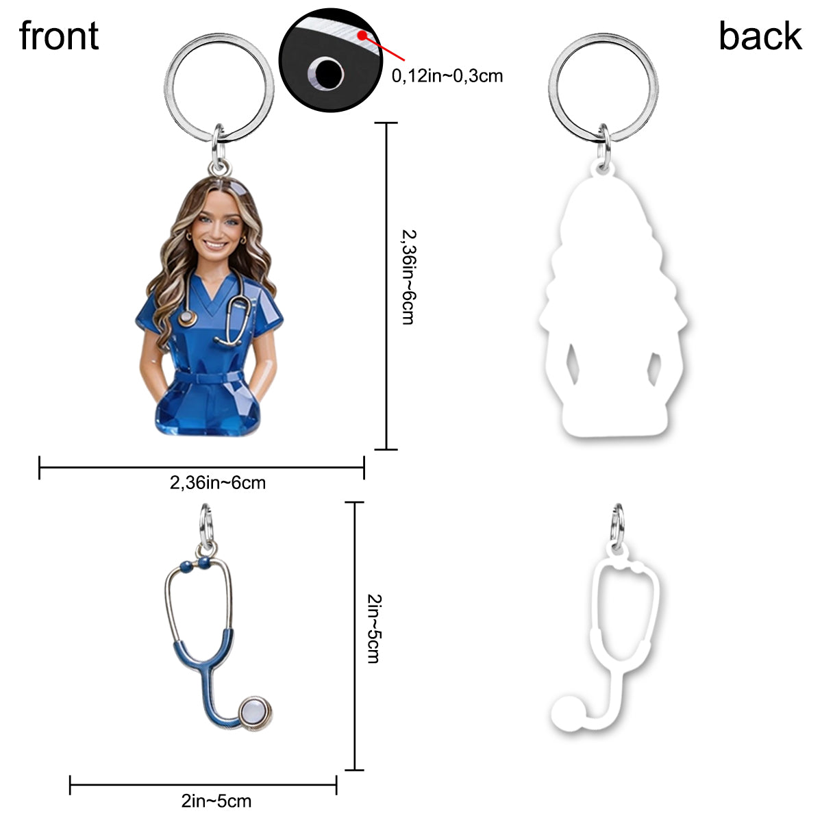 Custom Any Photo Gift For Nurse - Personalized Nurse Keychain With Charms