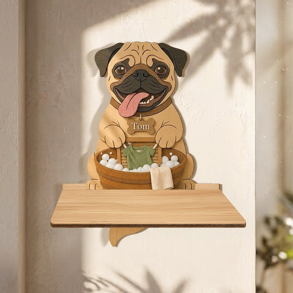 Funny Gift for Dog Owner - Personalized Dog Wooden Floating Shelf