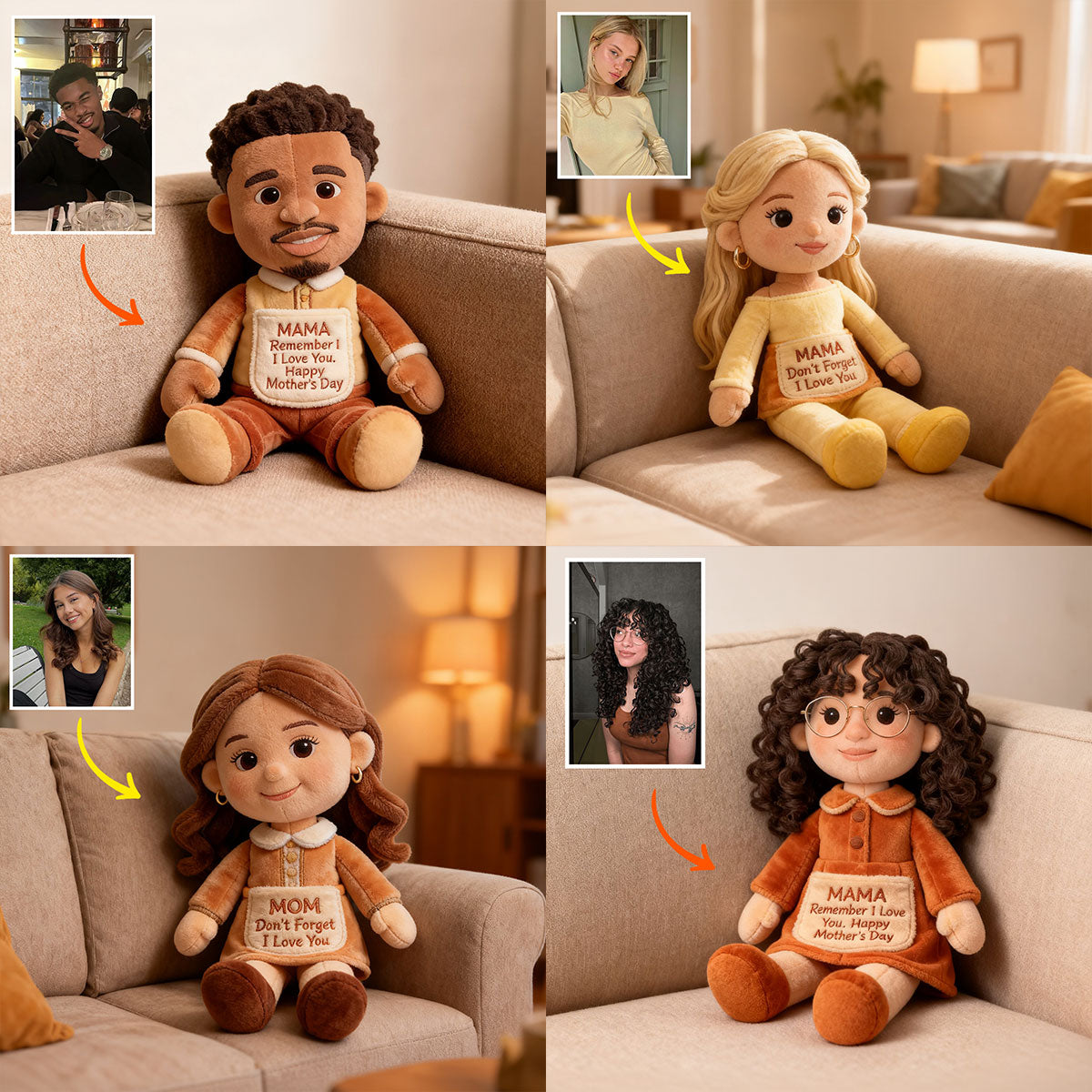 Souviens-toi que je t'aime - Coussin personnalisé en fausse fourrure pour maman