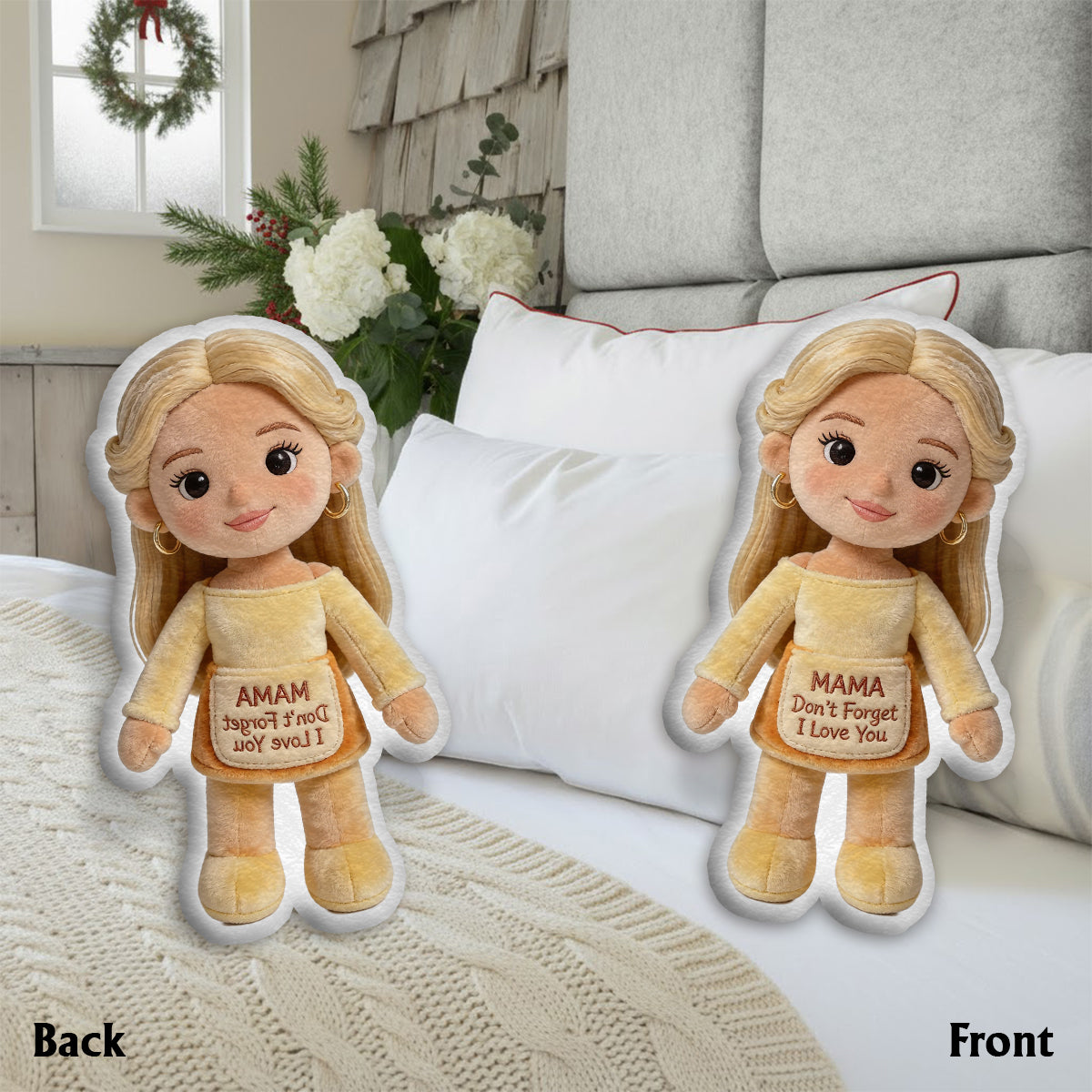 Souviens-toi que je t'aime - Coussin personnalisé en fausse fourrure pour maman