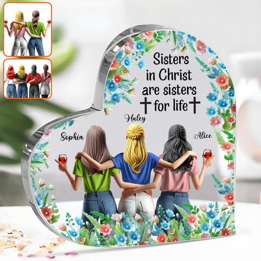 Sœurs en Christ, sœurs pour la vie - Plaque acrylique personnalisée pour meilleure amie