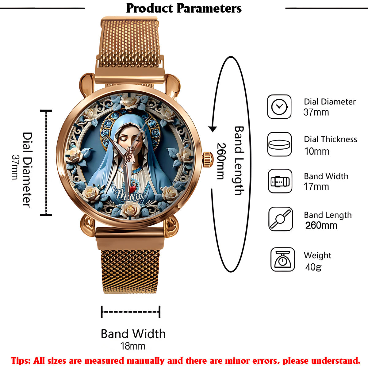 Croire - Montre-bracelet chrétienne personnalisée pour femmes