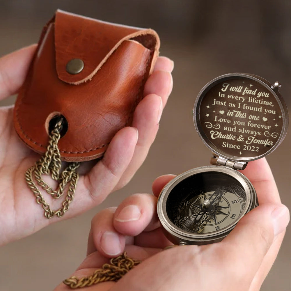 Je te retrouverai dans chaque vie - Boussole personnalisée pour couples