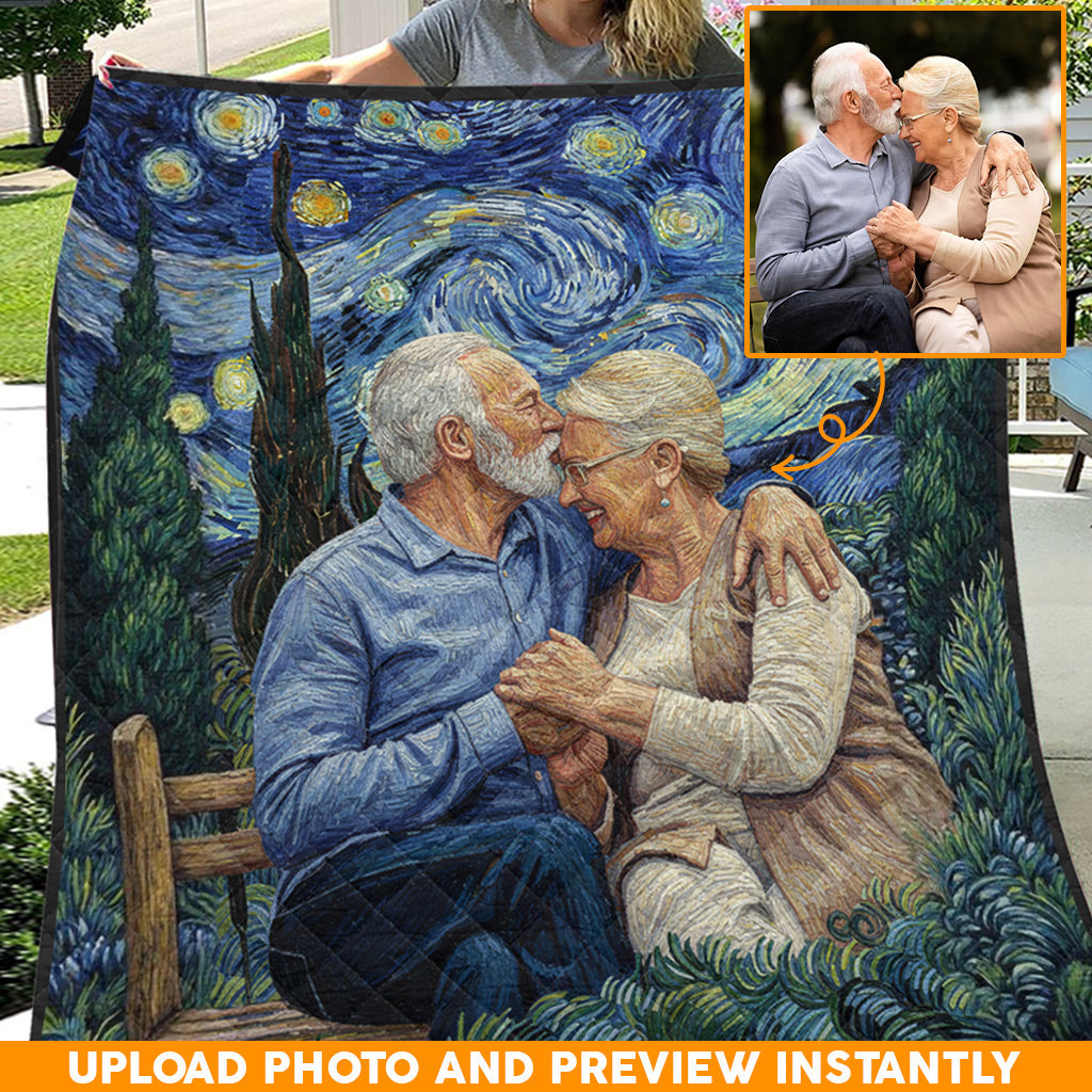 Couverture personnalisée pour couple style Van Gogh