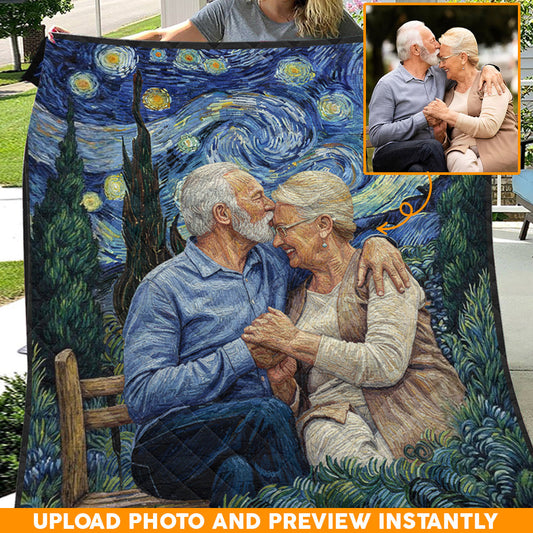 Couverture personnalisée pour couple style Van Gogh