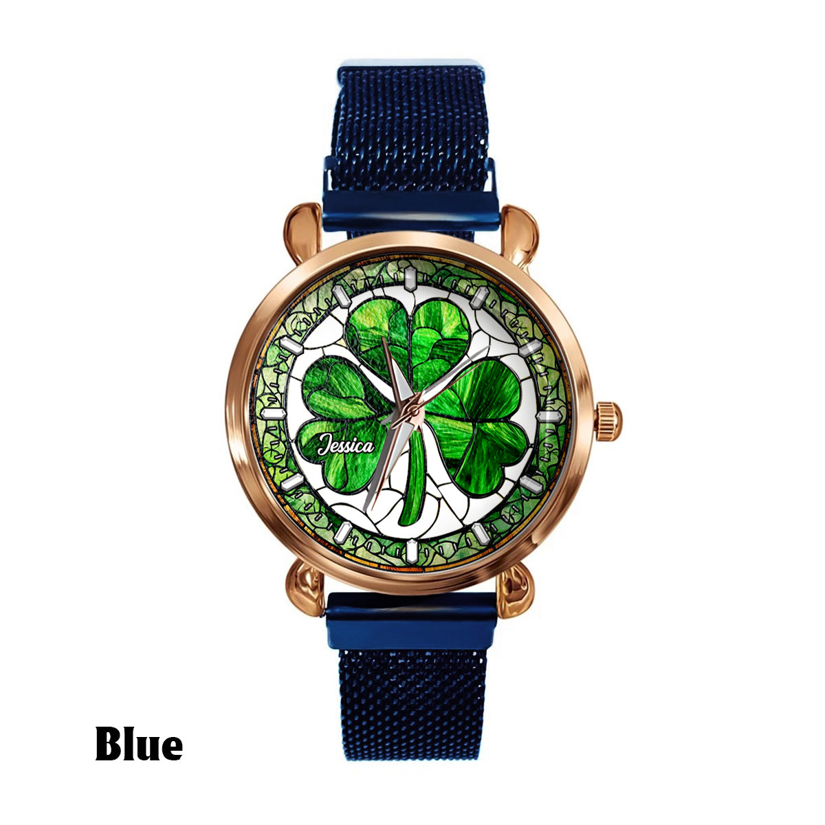 Montre-bracelet irlandaise personnalisée Shamrock St Patrick pour femme 