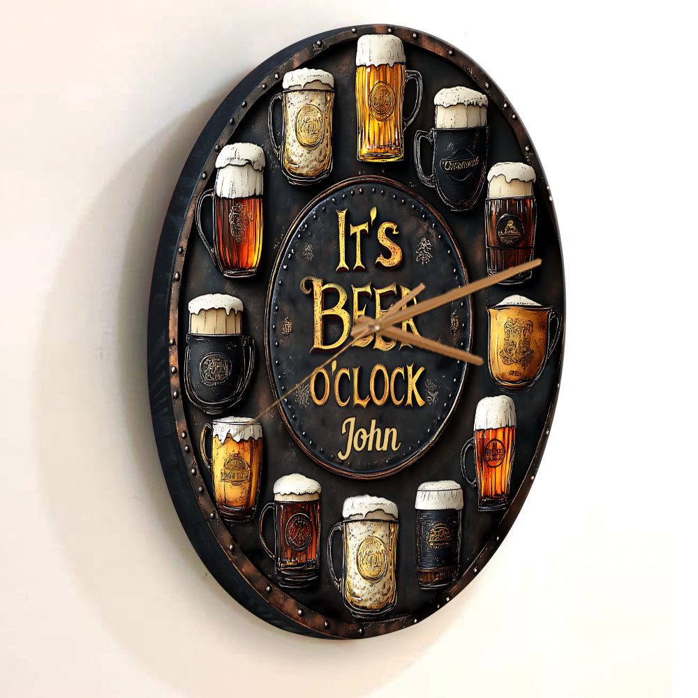 It's Beer O'clock - Personalized Beer Wall Clock