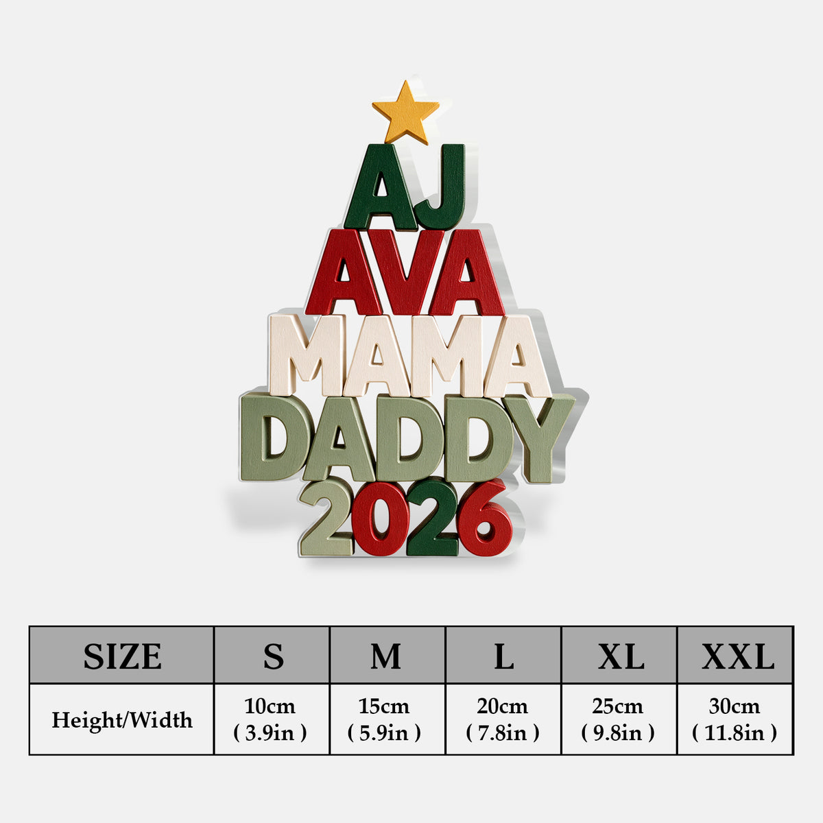 Family Name Christmas Tree - Personalized Family 2-Side Printed Acrylic Plaque