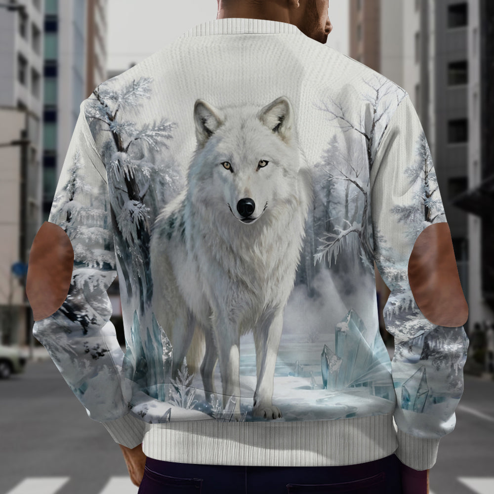 Loup d'hiver - Sweat-shirt zippé personnalisé pour homme avec motif loup