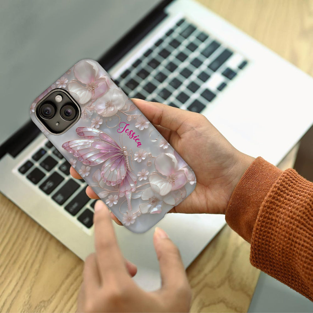 Coque de téléphone personnalisée avec motif papillons « J’adore les papillons »
