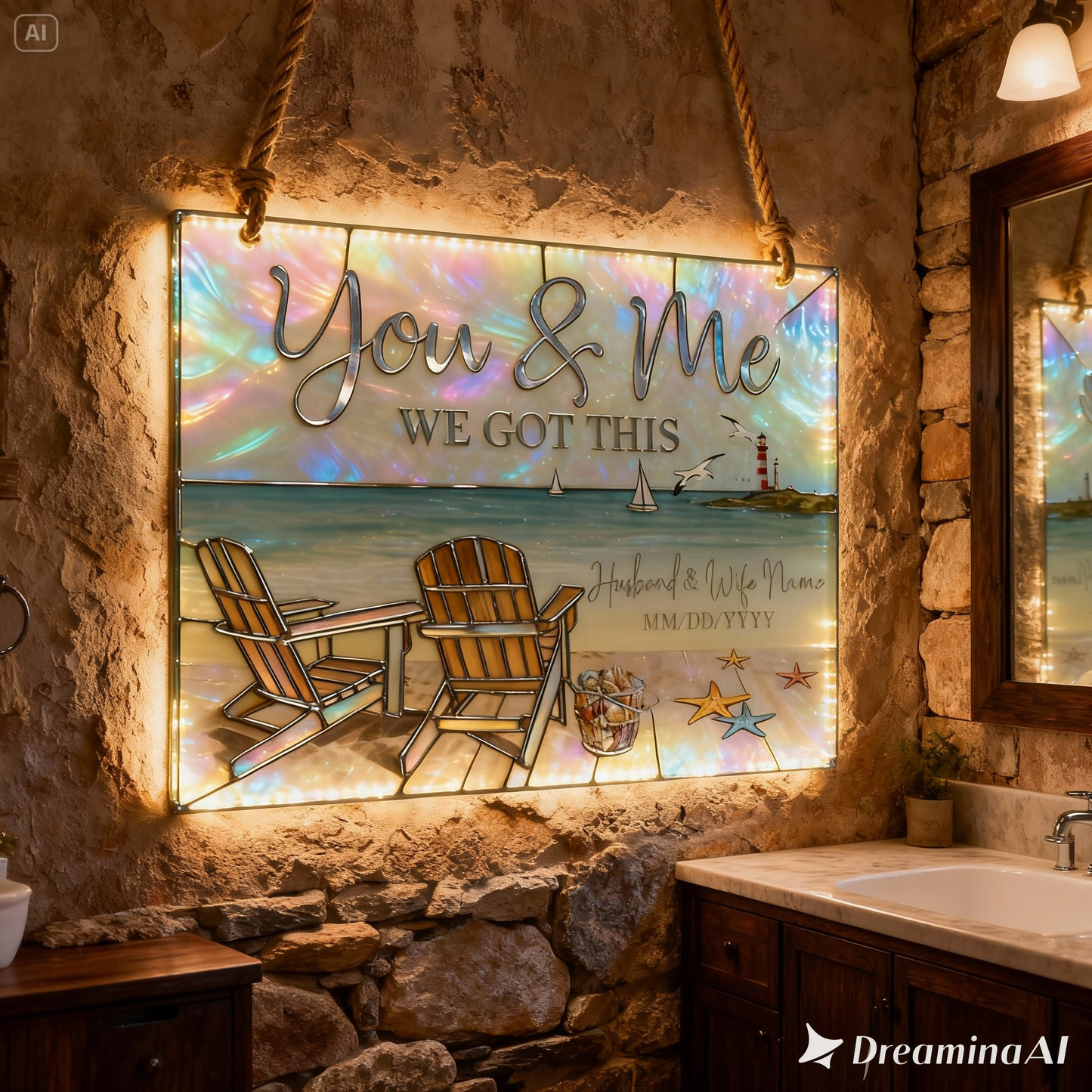 We Got This - Personalized Couple LED Light Acrylic Sign