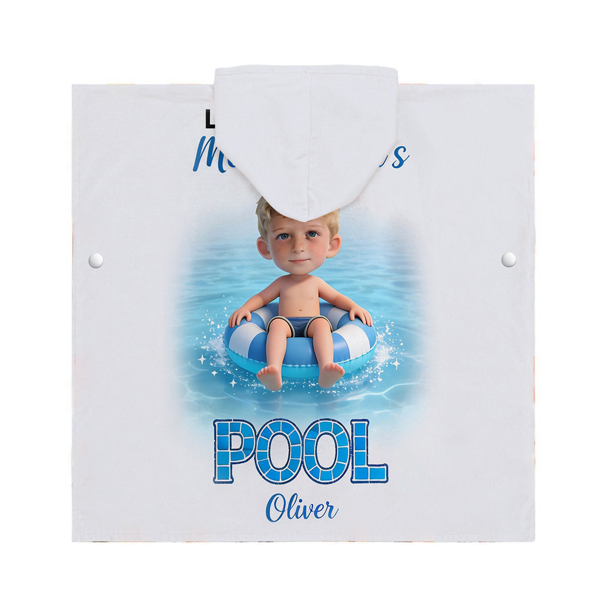 La vie est meilleure à la piscine - Poncho de serviette à capuche personnalisé pour enfant
