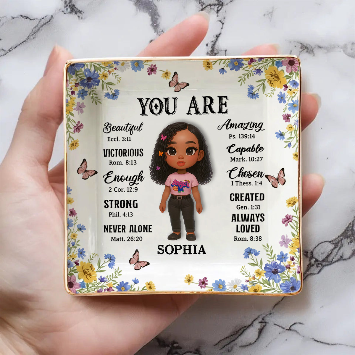 Dieu dit que tu l'es - Porte-bijoux chrétien personnalisé et entièrement imprimé