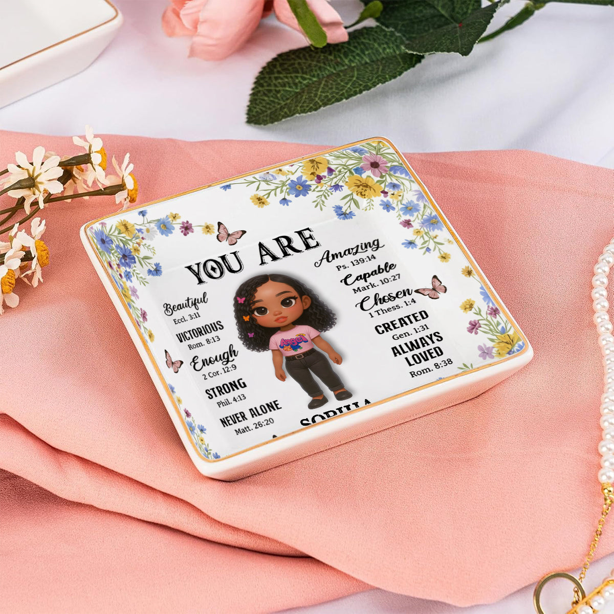 Dieu dit que tu l'es - Porte-bijoux chrétien personnalisé et entièrement imprimé