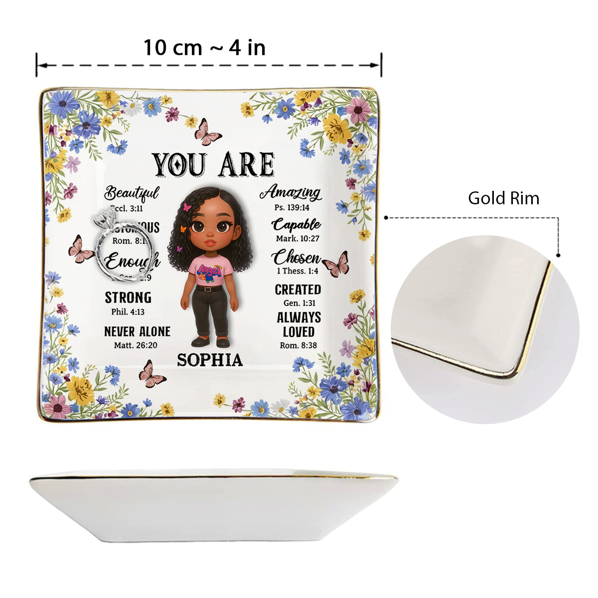 Dieu dit que tu l'es - Porte-bijoux chrétien personnalisé et entièrement imprimé