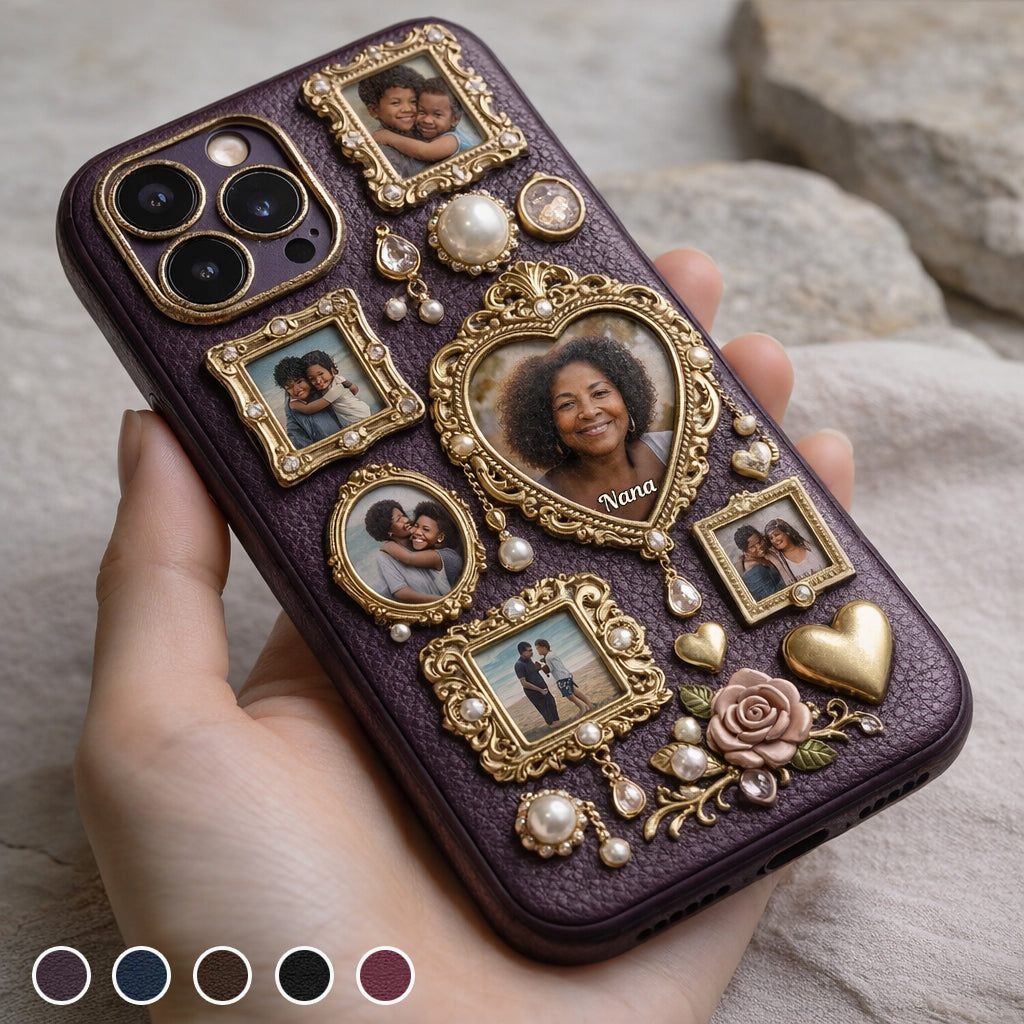 Grandma's Cute Little Museum - Personalized Grandma Leather Phone Case