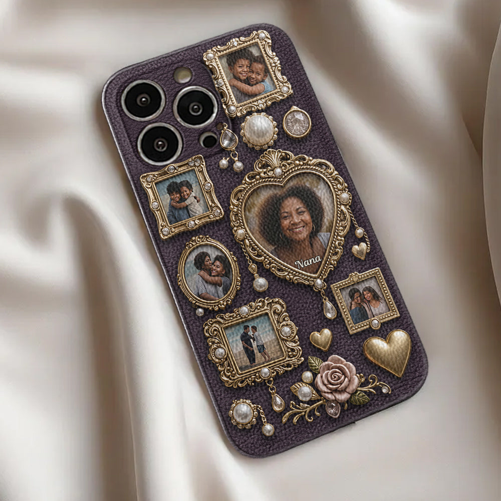 Grandma's Cute Little Museum - Personalized Grandma Leather Phone Case