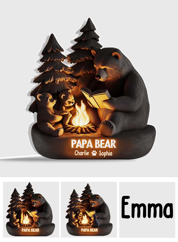 Papa Ours dans les bois - Boîte lumineuse personnalisée en forme de papa