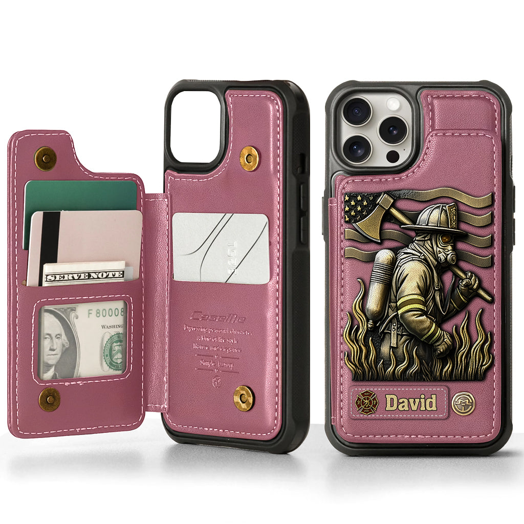 Fier pompier - Étui portefeuille personnalisé pour téléphone portable - Pompier