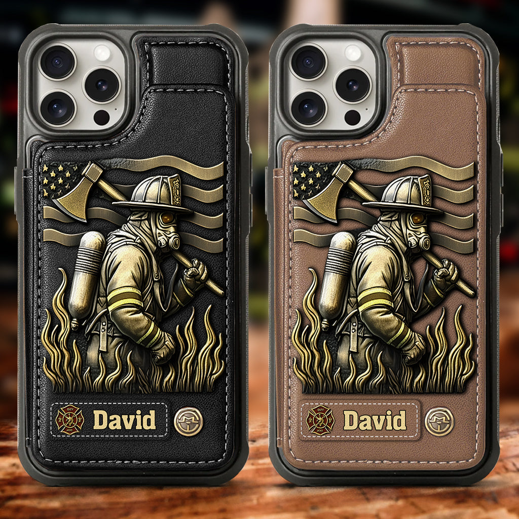 Fier pompier - Étui portefeuille personnalisé pour téléphone portable - Pompier