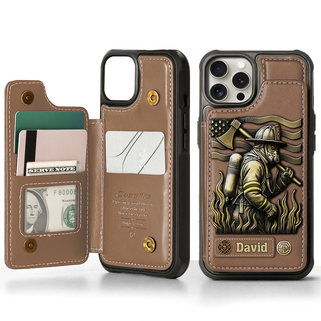 Fier pompier - Étui portefeuille personnalisé pour téléphone portable - Pompier