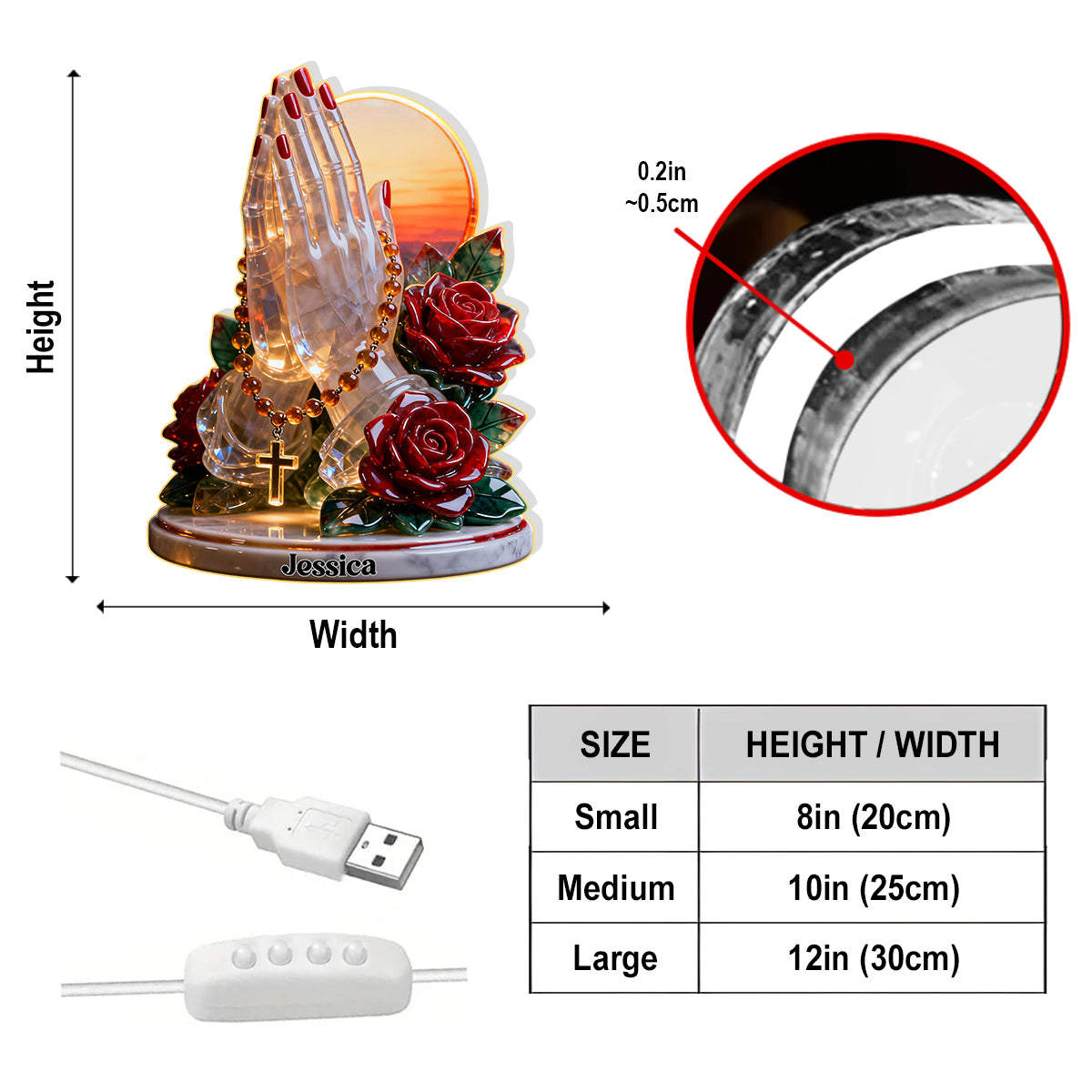 Faith Over Fear - Personalized Christian Acrylic LED Night Light