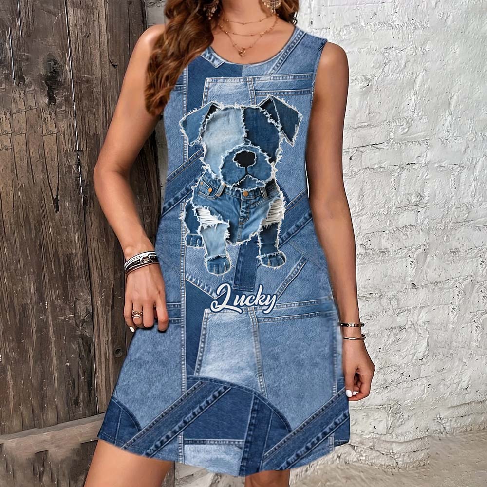 Robe sans manches personnalisée avec un adorable bouledogue