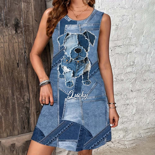 Robe sans manches personnalisée avec un adorable bouledogue
