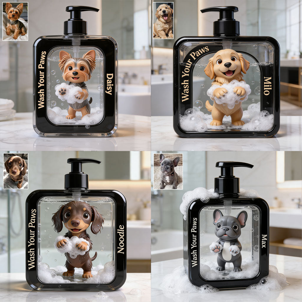 Lavez vos pattes - Distributeur de savon personnalisé pour chien