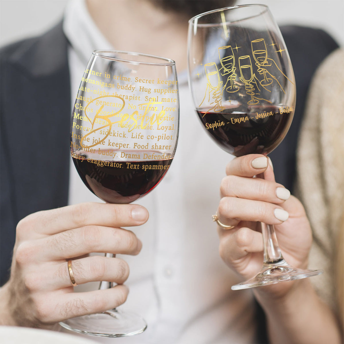 Bestie Partner In Crime - Personalized Bestie Wine Glass With Long Stem