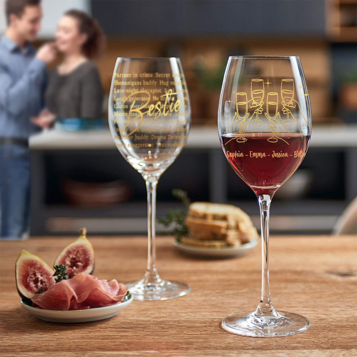 Bestie Partner In Crime - Personalized Bestie Wine Glass With Long Stem