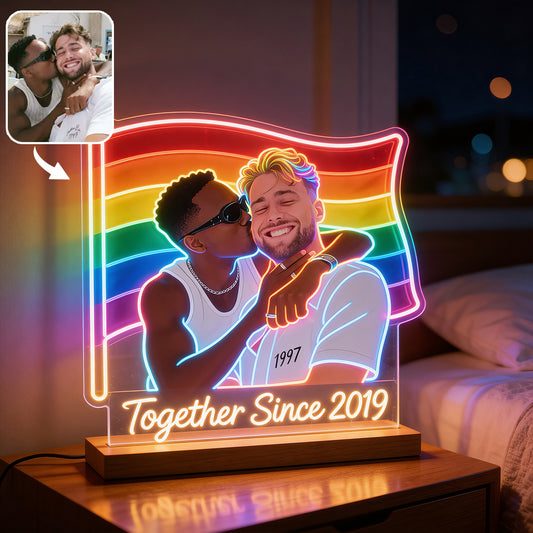 Photo Personnalisée - Lampe de Nuit LED en Soutien LGBT