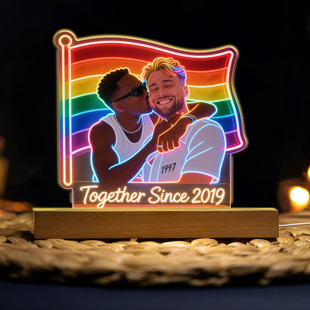 Photo Personnalisée - Lampe de Nuit LED en Soutien LGBT