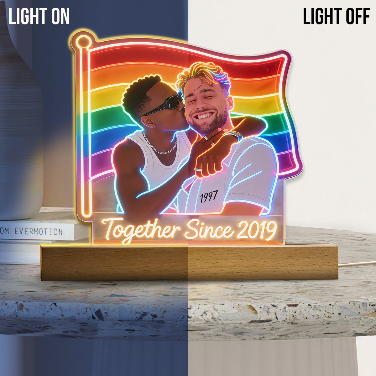 Photo Personnalisée - Lampe de Nuit LED en Soutien LGBT