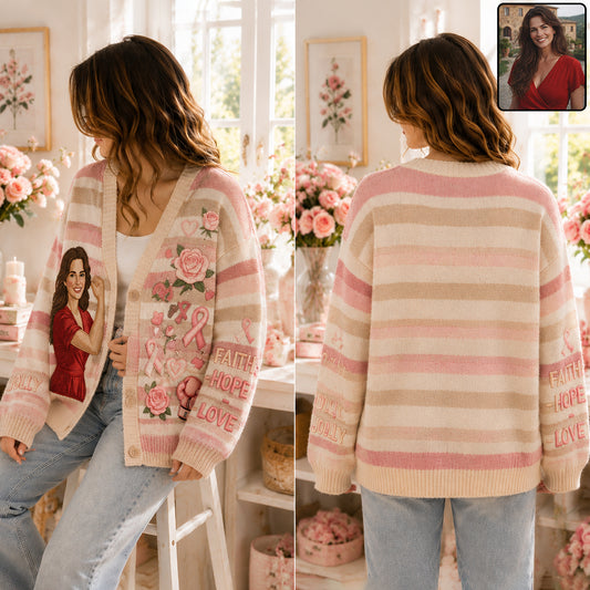 In October We Wear Pink - Personalized Breast Cancer Awareness Cardigan Sweater