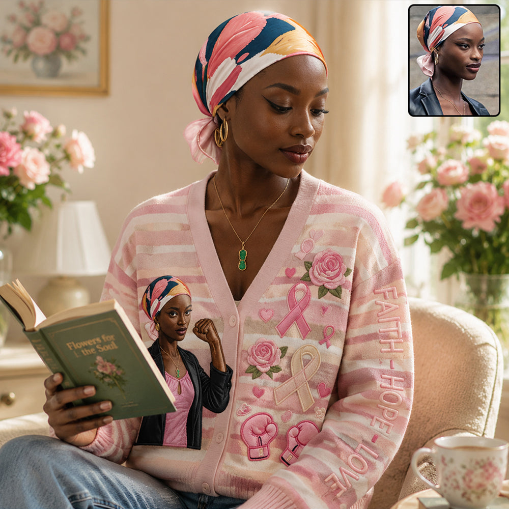 En octobre, nous portons du rose - Cardigan personnalisé pour la sensibilisation au cancer du sein
