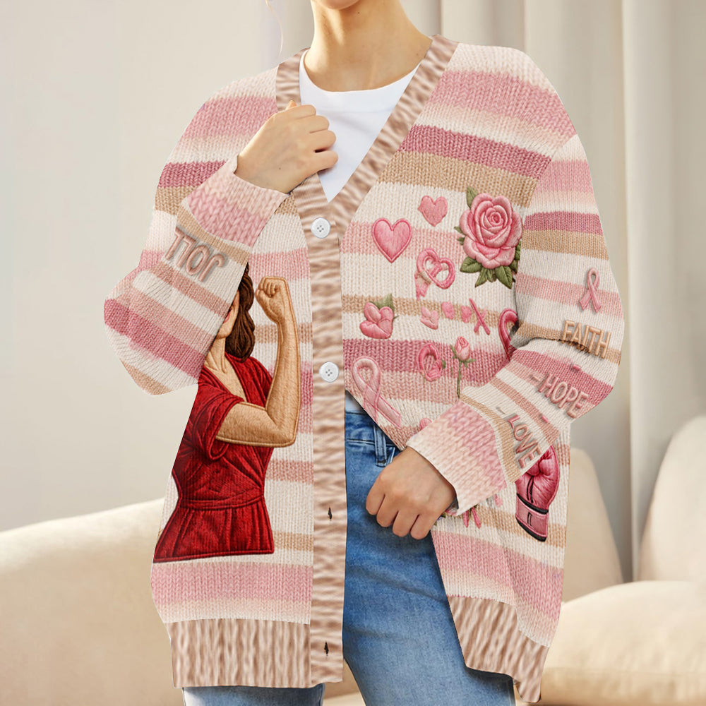 En octobre, nous portons du rose - Cardigan personnalisé pour la sensibilisation au cancer du sein